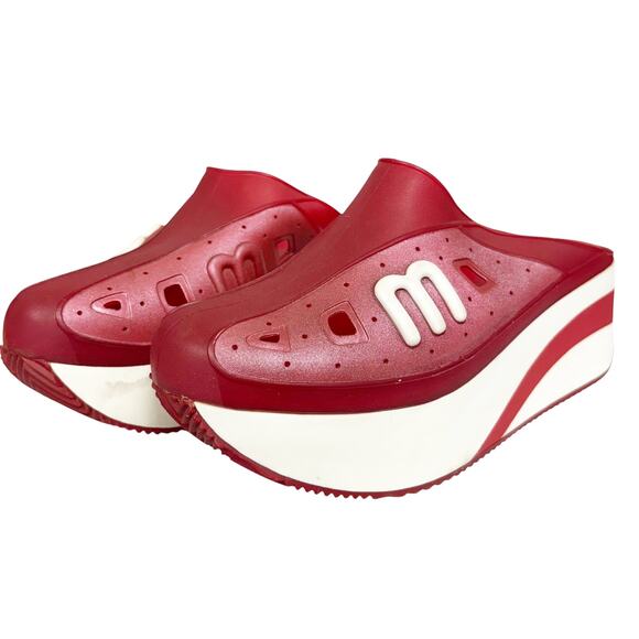 Vintage Melissa Music Womens Size 8 Red Grendene Platform Slide Mules - Picture 1 of 12